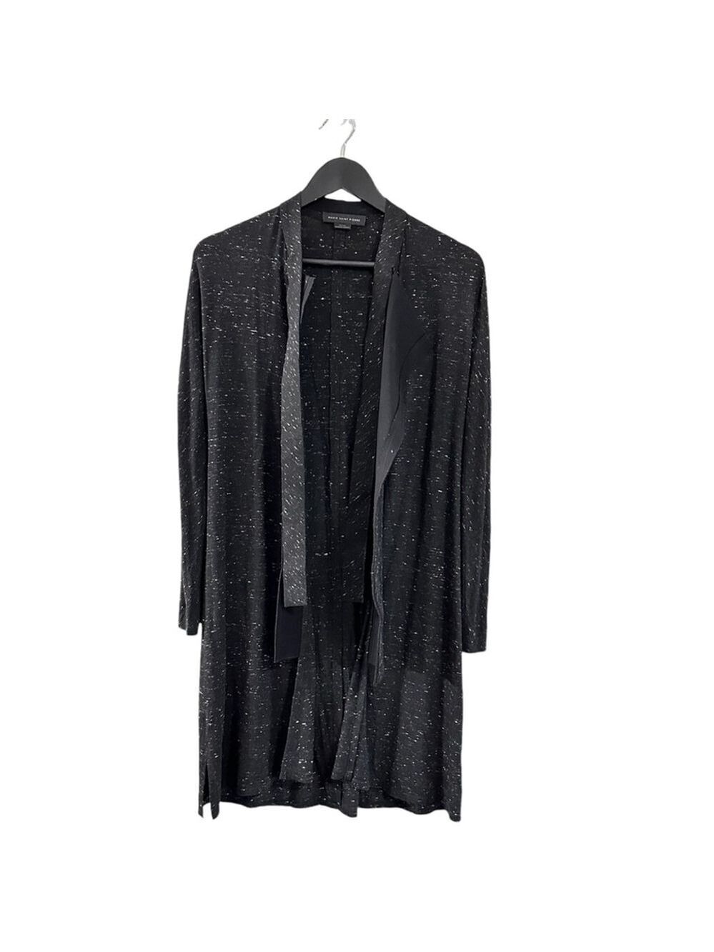 Marie Saint Pierre Heathered Black Lightweight Cardigan Duster Jacket Sz 1 US 6